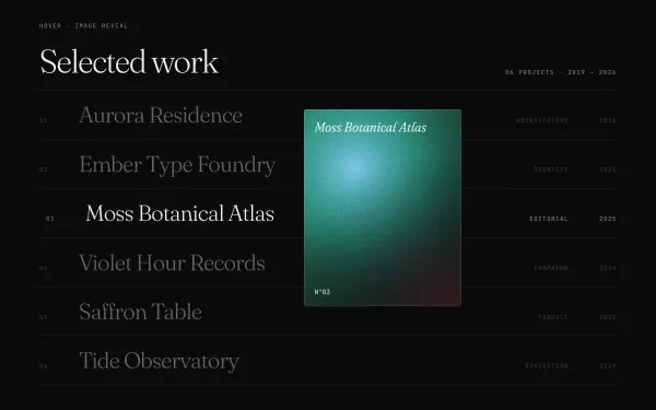 Hover Image Reveal on List Items preview