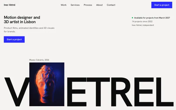 Motion Designer Portfolio Template: Vetrel preview
